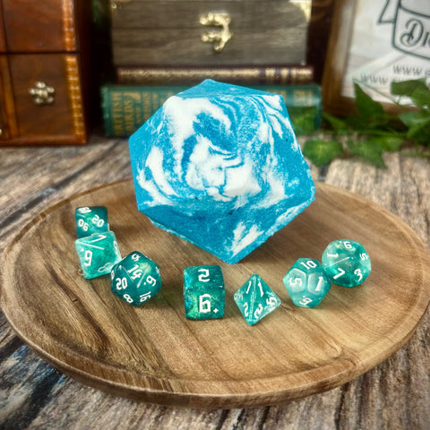 Gruffudd of Tremorrew | DiceBomb™ Dice Set Inside | Mint, Juniper & Frosted Lemon Scented Bath Bomb | Official Altheya: The Dragon Empire Collection