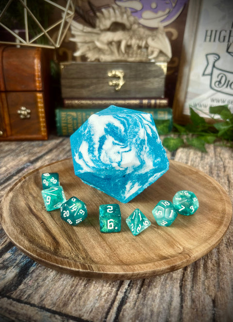 Gruffudd of Tremorrew | DiceBomb™ Dice Set Inside | Mint, Juniper & Frosted Lemon Scented Bath Bomb | Official Altheya: The Dragon Empire Collection