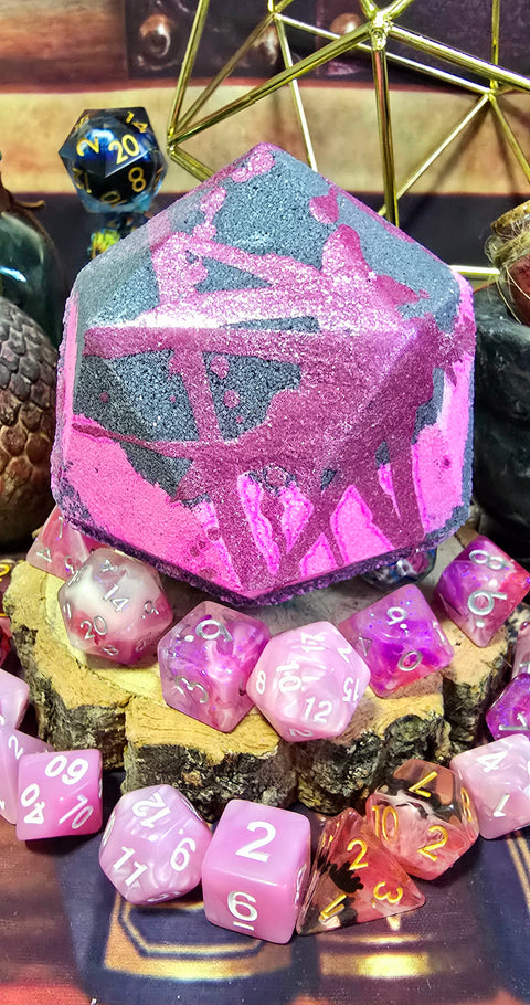 Pink and black Illusion DiceBomb with pink RPG dice