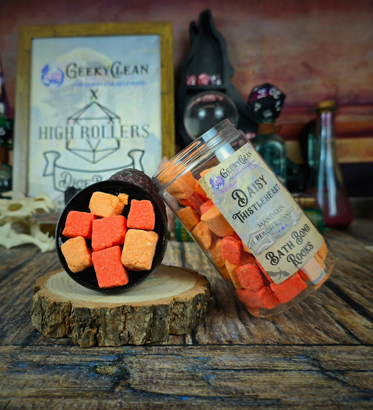 Daisy Thistleheart | Mandarin, Peach & Vanilla Scented Bath Bomb Rocks | High Rollers Official Altheya: The Dragon Empire Collection