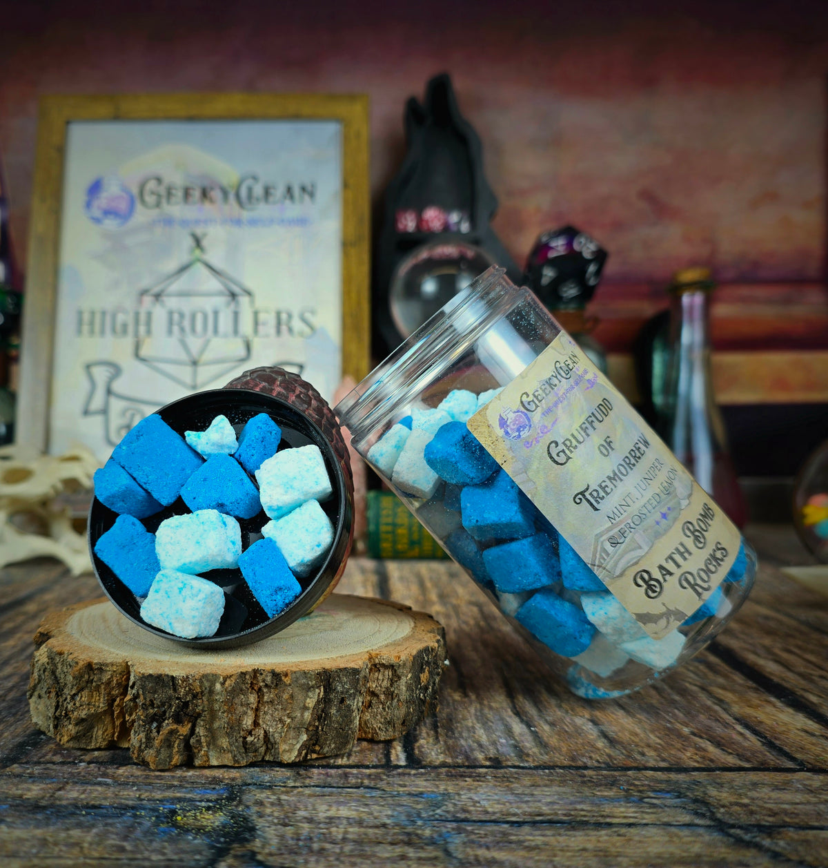 Gruffudd of Tremorrew | Mint, Juniper & Frosted Lemon Scented Bath Bomb Rocks | High Rollers Official Altheya: The Dragon Empire Collection