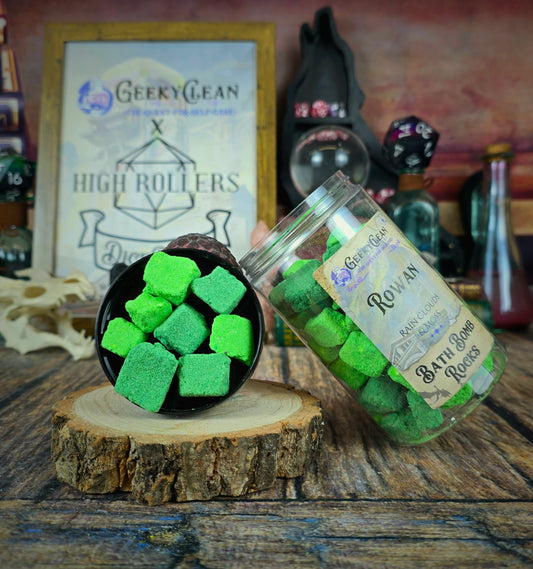 Rowan | Rain Clouds & Moss Scented Bath Bomb Rocks | High Rollers Official Altheya: The Dragon Empire Collection